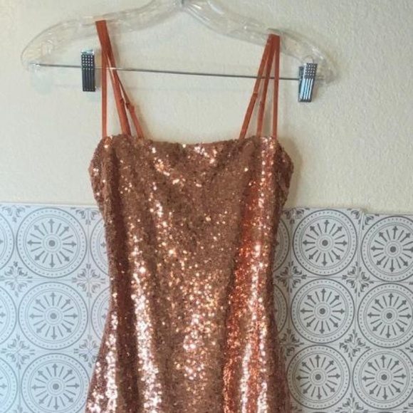 House of CB London Harley Lace Up Sequin Cocktail Mini Dress In Rose Gold - Picture 4 of 12